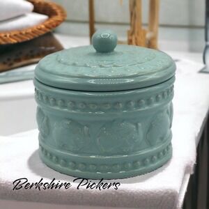 Cynthia Rowley Sand Elephant Trinket Jar Lid Apothecary Aztec Container Rare C28